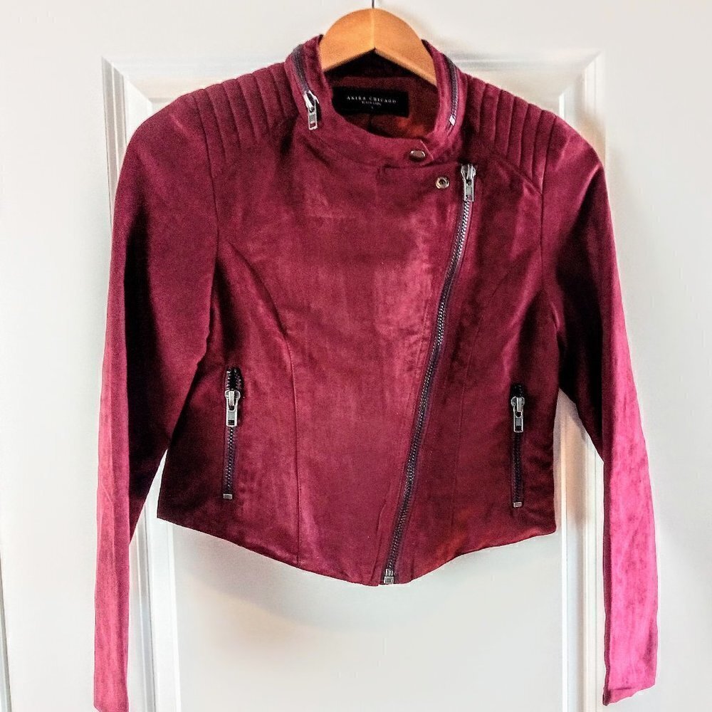 Akira Chicago Faux Suede Asymmetrical Zip Jacket